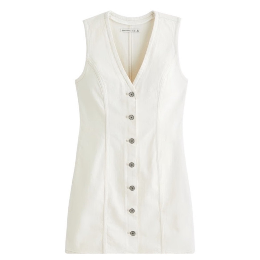 Abercrombie White Sleeveless Button-Down Dress